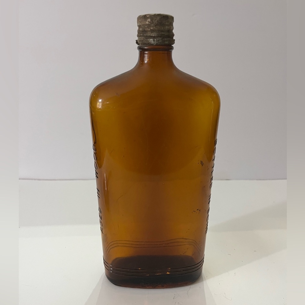 Vintage Schenley's Quality Whiskey Flask Amber Glass Bottle